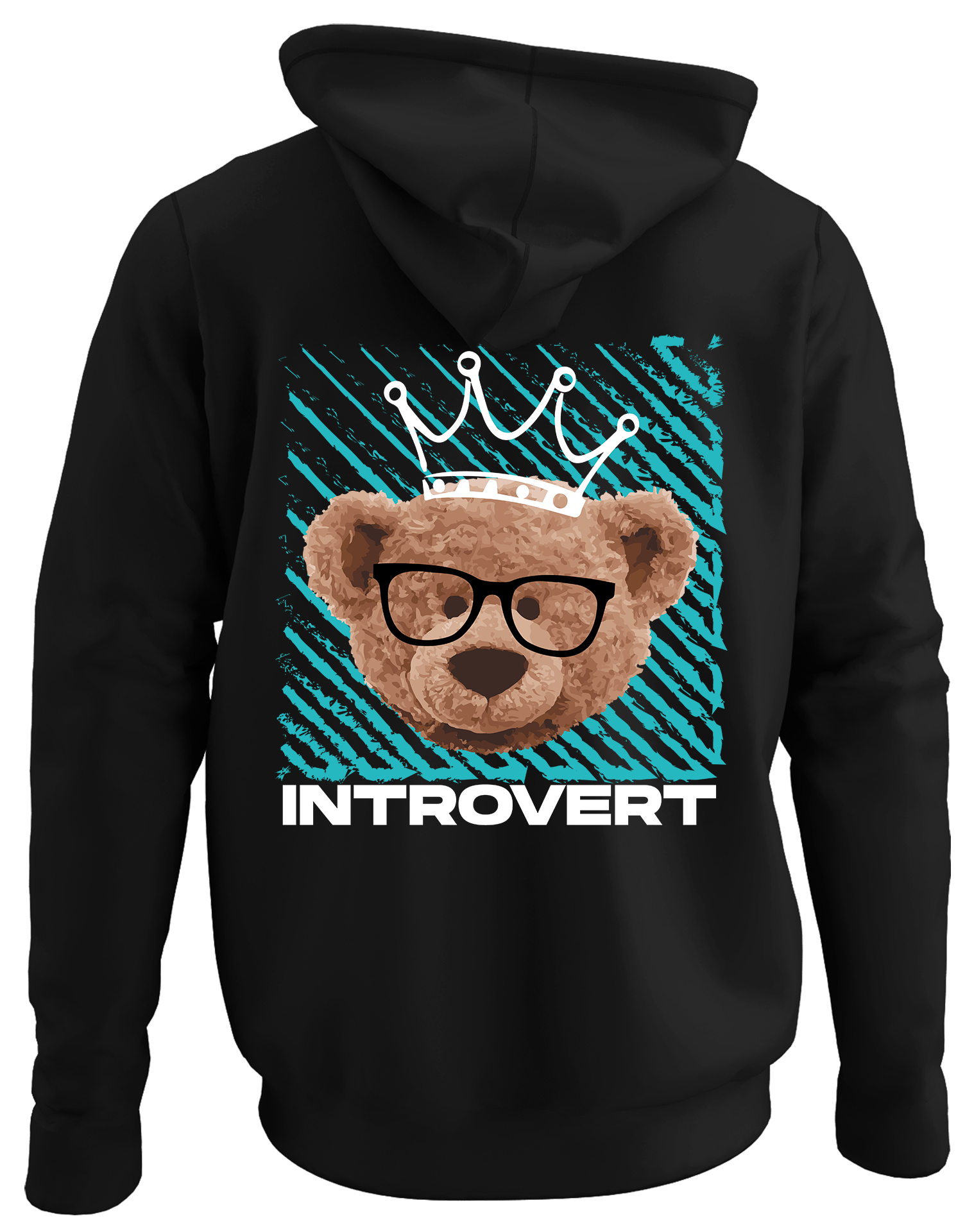 Alfaq Introvert back black plain hoodie